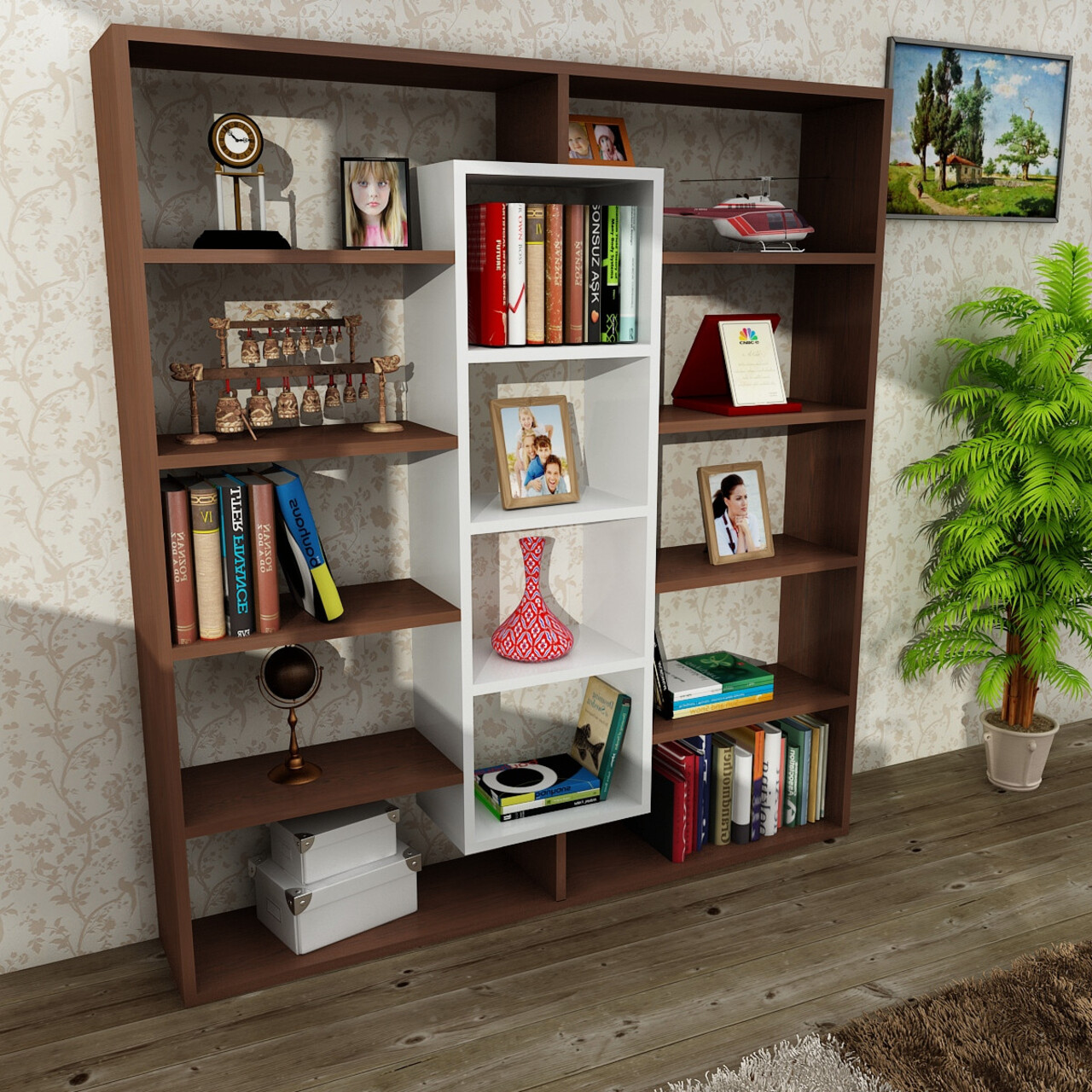 Corp biblioteca, Hanah Home, Ample, Wenge/Alb - imagine 4
